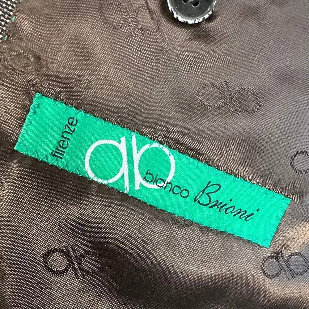 Bianco Brioni Firenze Brown High Twist Biella Sport Coat Blazer 46R Mens